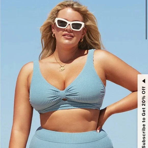 Cupshe Ribbed Bikini in Light Blue - Picture 7 of 7